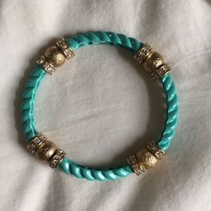 Teal, mint rope bracelet with gold accents